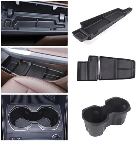 SPANN pour BMW X1 U11 2023-2024 TPE Console Centrale Voiture Porte-gobelet d'eau Boîte Rangement Accessoires D'intérieur De Voiture Noir Couverture Garniture Autocollant Décoratif (Size : 4 pièces)