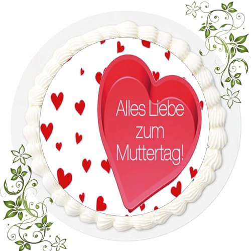 FONDANT Tortenbild, Zuckerbild mit Motiv, Essbares Foto für Torten, Tortenbild, Tortenaufleger Ø 20cm FONDANT Muttertag Nr. 1