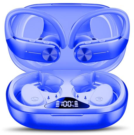 Cuffie Bluetooth Sport, Auricolari Bluetooth Wireless con Microfono, 68 Ore Display LED 2024 NEW Cuffie senza fili IP8 Impermeabili, Bassi Profondi, Cancellazione Rumore Cuffiette Running, Usb C