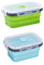 2 Recipientes plegables de silicona Rectangle, fiambreras plegables de silicona, fiambreras plegables de silicona, juego de recipientes de almacenamiento de silicona para microondas y congelador