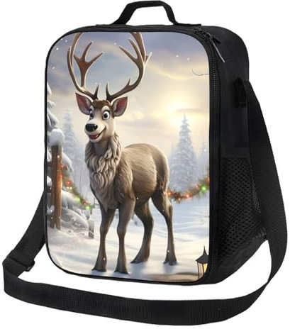 Isolierte Lunchtasche für Damen, wiederverwendbare Lunchbox für Erwachsene, Rentier, Weihnachten, Lunch-Tasche, auslaufsichere Lunchbox