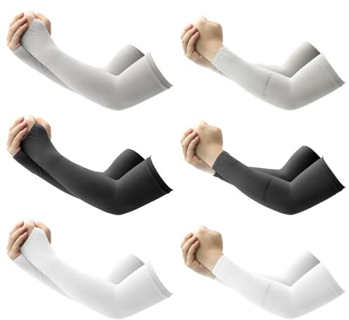 Scettar 6 Pairs Arm Sleeves for Women and Men, Arm Sleeves UV Sun Protection Cooling Arm Sleeves Cover up Arm Sleeves for Protect Your Skin 2 Styles