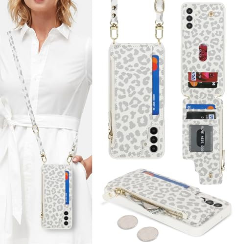 SailorTech Schutzhülle für Samsung Galaxy A15, mit Kreditkartenfach für Damen, Samsung Galaxy A15, Lederhülle, Geldbörse, Crossbody, mit Kartenfächern, Reißverschluss, stoßfest, für Herren, weißer