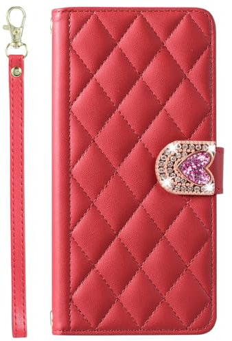 BLOTECH Couverture pour Oppo A93 5G/Oppo A93S 5G Housse Étui à Rabat Portefeuille Etui de Protection Portables Case Magnétique Housse Étui PU Cuir avec 3D Glitter Amour Boucle pour Oppo A93 5G,Rouge