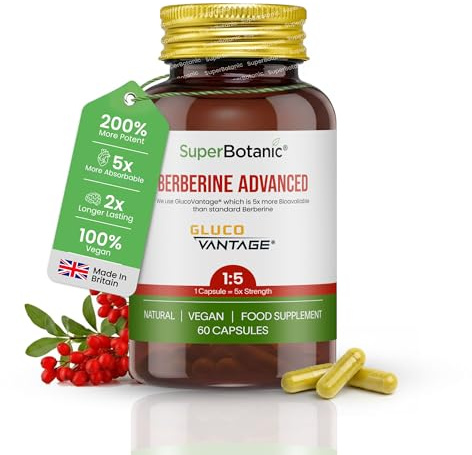 SuperBotanic Berberine Advanced 150mg 60 Capsules - Strength Berberine Supplement - Suitable for Men and Women