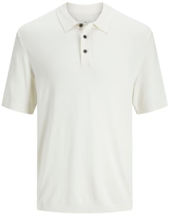 JACK & JONES Male Gestricktes Polo Einfarbig Gestricktes Polo | Recyceltes Material | Loose Fit | Polokragen | Kurzarm | unifarben | atmungsaktiv | Ohne Verschluss | Basic-Style