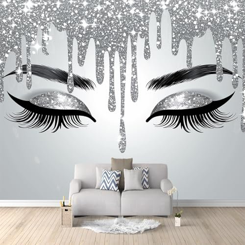 3D Papier Peint Yeux Brillants Argentés Abstraits 250x175 cm Papier Peint Panoramique Mural Affiche Géante Décoration Pour Salon Chambre Chambre D'Enfant Décoration Murale