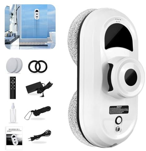 CFITANK Fensterreinigungsroboter, automatischer Fensterwischroboter, 5600 Pa Saugkraft, Sicherheitssystem, intelligente Navigation, Fernbedienung, für alle glatten Oberflächen, mit 12