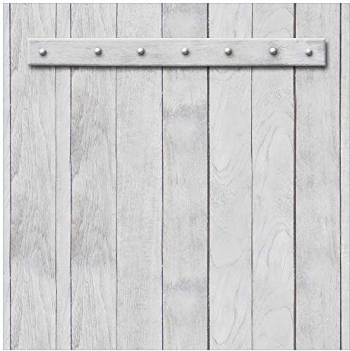 Wallario Glasbild Graue Holztür - 55 x 55 cm Wandbilder Glas in Premium-Qualität: Brillante Farben, freischwebende Optik