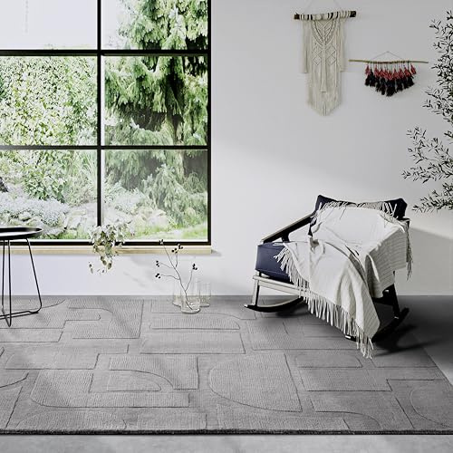 Villeroy & Boch Wollteppich Alexis - Natur Wohnzimmerteppich - Handgewebt & Natürlich - Boho Teppich Wolle für Wohnzimmer, Schlafzimmer, Esszimmer, Flur, Küche – Grau, 120x170 cm