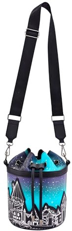 Concept One Unisex Harry Potter Bucket Bag, Hogwarts Castle Mini Handbag with Adjustable Crossbody Shoulder Strap Beuteltasche, Schwarz