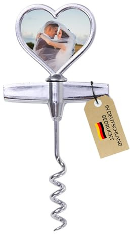 22Feels Personalisierter Weinöffner Korkenzieher mit Foto Herz Weinflaschenöffner Selber Gestalten Bild Wein Accessoire