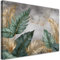 Feeby Viles - Leinwand Bilder - Goldene und Grüne Blätter - 90x60 cm - Deko Wohnzimmer - Wandbilder Schlafzimmer - Deko Aesthetic - Wand Deko - Leinwand Groß - Deko Zimmer - Leinwandbilder XXL