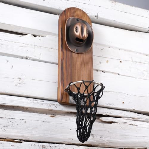 Arola Magnetischer Wand Flaschenöffner, Holz-Bier Flaschenöffner mit Kappenfänger-Sammelnetz, Geburtstagsgeschenk für Bierliebhaber und Männer, Küchenhof-Bar-Dekoration (Design -3)