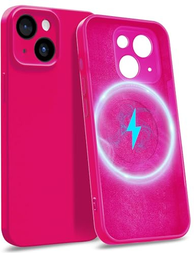 MyGadget Coque pour iPhone 14 [ Compatible avec MagSafe - Quadruple Protection ] - Case Rigide avec Doublure Microfibre & Protection Caméra - Cover Rose Magenta