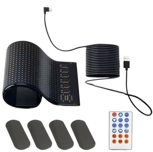Écran LED de voiture | Panneau d'affichage LED USB 5 V – Contrôle par application sans fil IP65 étanche flexible Panneau LED autocollant pour voiture, magasin, fête, bar, hôtel, concert