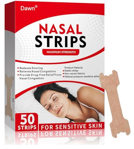50 Pieces of Anti-Snoring Nose strips, Extra Hold Nasal Strips to Relieve Nasal Congestion, Improve Breathing and Sleep Quality, for Sports and Better Sleep