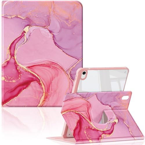 CeeVang Compatibile con iPad 10a generazione da 10,9 pollici (2022) | A2696 / A2757 / A2777 | Slot per penna, design a tre pieghe, antiurto e resistente alle cadute, accensione automatica, rosa