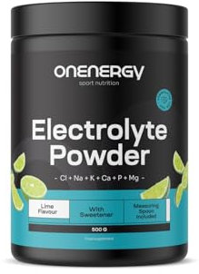 OnEnergy Elektrolyte in Pulverform - Limette - 500 g - 142 Portionen - Mischung aus 6 Mineralien - Hydration - Unterstützung für Muskeln und Nerven - Mit Messlöffel - Für fast 5 Monate