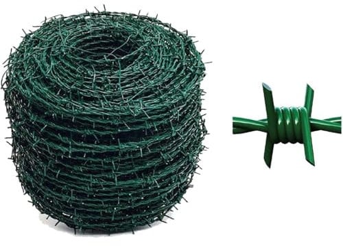 EffeDecor Filo Spinato plastificato verde in acciaio zincato matassa 100 Metri per Recinzioni,Deterrente e per Protezione Antiarrampicata