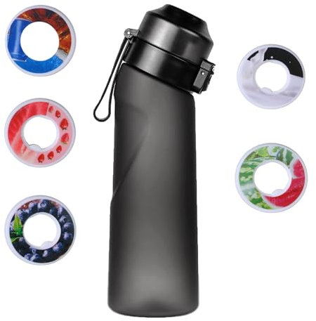Sewinsling Air Gourde Up Bouteille 650ml Avec 5 sul Saveur Gout Pods, Air Bouteille d'eau Parfumée Sans BPA Avec Paille 0 Sucres et Tasse d'eau