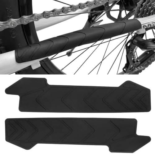 HARY 2Pcs MTB Chainstay Protector, Bike Chain Rub Protector, Bicycle Chainstay Protection Sticker, Silicone Frame Guard, Durable Self-Adhesive (General style)