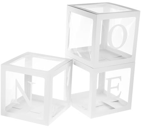 Kisangel 1 Set Boxen Ballonbox zum Geburtstag Party erste Brief Blau Oh Rosa Ballonboxen Dekorationen Babyboxen mit Buchstaben -Boxen Ballons Boxen Plastik Weiß