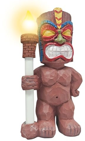 Generisch Solar Light Hawaii Statue, Outdoor Solar-Powered Sculpture, Cute Torch Figurine Design, Weather-Resistant and Decorative, 1-Pack, for Patio, Driveway, Balcony, Home Decor