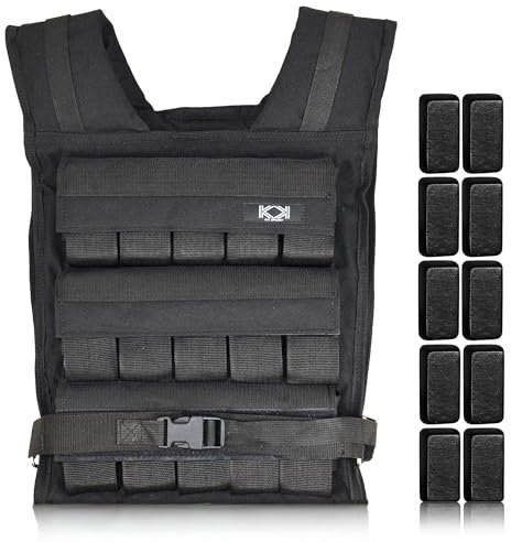 KK Adjustable Weight Vest With Cast Iron Weights for Men & Women – 30 Kg Heavy Duty Neoprene Fitness Vest for Running, Walking, Workouts – Perfect for Strength Training, Cardio, and Weight Loss