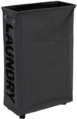 Libbi Lou 55L Laundry Tote Bag with Wheels | Wheeled Laundry Basket | Slim Design | 63.5x40.5x20cm (Grey)