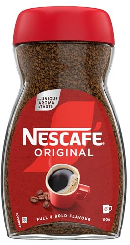 Nescafé Original Instant Coffee 190g | Pack of 1 | Full and bold flavour; enjoy hot or cold; classic instant coffee for daily drinking