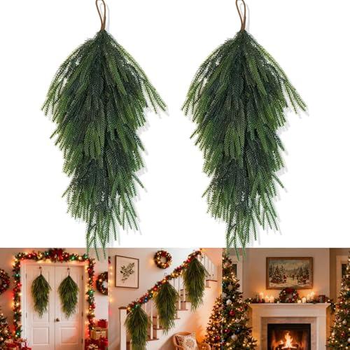 Aisamco 2 Guirnalda Pino Navidad 76cm Lagrima