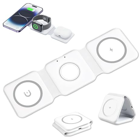 Cargador Inalámbrico 3 en 1 Plegable, Estación de Carga Rápida Compatible con Phone 16/15/14/13/12 Pro MAX, Relojes Series 10/9/8/7 y Auriculares, Carga Segura, Rápida y Eficiente para Dispositivos