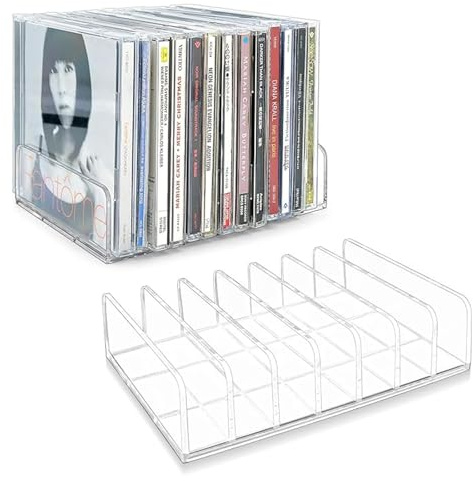 2 Stück CD Ständer, CD Regal, CD Halter Schallplattenständer, Transparent Und Geräumig, CD Rack Für Sammler Und Spieler, Praktischer Medienspeicher
