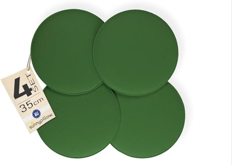 sunnypillow 4er Set Sitzkissen Filz Stuhlkissen rund Ø 36cm, Dunkelgrün | gemütliche Filzkissen für Bank und Stuhl in Haus und Garten, Indoor/Outdoor, Polster Stuhlauflage, Sitzauflage