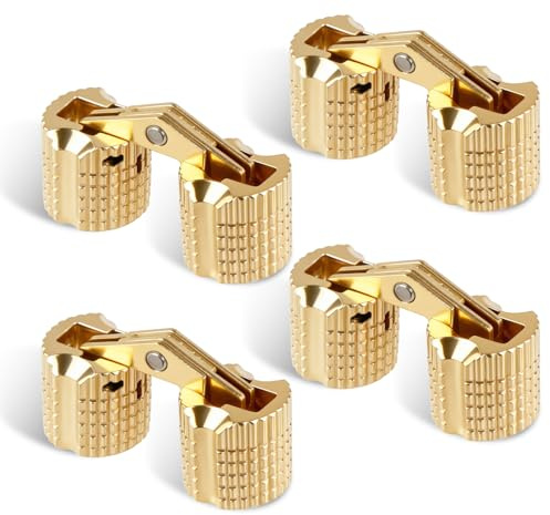 4 Stück Messing Versteckte 8mm Tonnenscharnier 180° Öffnungswinkel | Unsichtbare Barrel Scharniere für DIY Schmuckboxen, Geschenkboxen,Holzprojekte,Verdeckte Kupfer Scharniere,Tischplatten