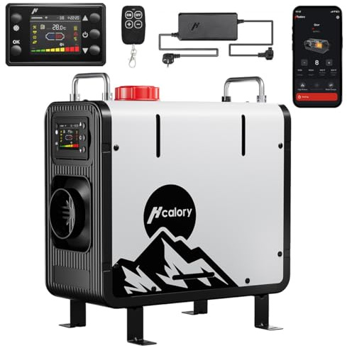 8kW Diesel Standheizung, 12V/24V Diesel Luftheizung 0,12–0,45 L/h, mit APP & 220-240V Adapter,28% höhere Verbrennungseffizienz,10-Stufen-Temperaturregelung, Automatischer Start/Stop für Auto, LKW,2025