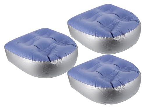 BELLIFFY Lot de 3 Coussins de Bain Gonflables en PVC avec Ventouses Siège Spa Confortable pour Adultes Tapis de Ergonomique Bleu pour Balnéo et Relaxation