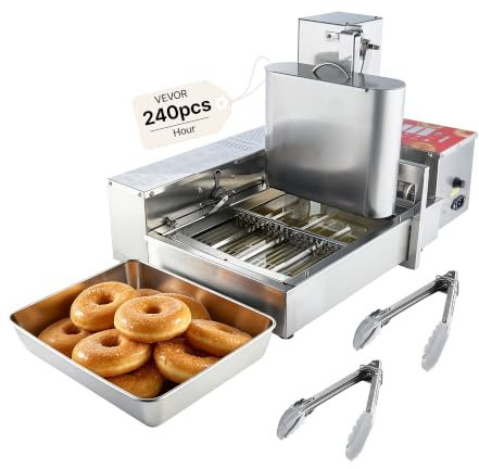 VEVOR Máquina Automática para Hacer Donas 4 Filas 2000 W, Equipo para Hacer Rosquillas de Alta Potencia 240 Piezas/Hora, de Acero Inoxidable con Control Inteligente, para Panadería, Cafetería