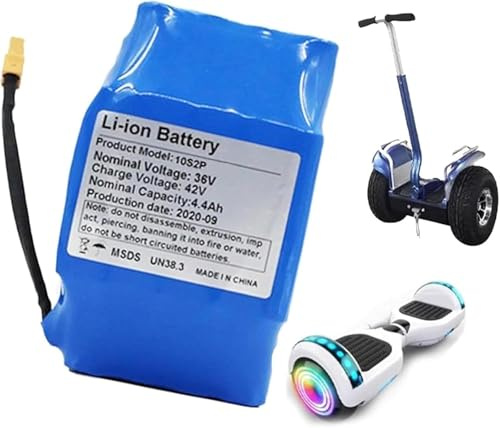 Caimcie 36V 4.4Ah Replacement Lithium Battery with Plug, Compatible with Electric Hoverboard & Self-Balancing Unicycle/Electric Scooter XT60