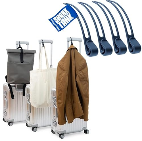 Luggage Hook Ganchos de viaje para chaqueta y bolso (4 unidades). Los útiles ganchos para maletas sostienen accesorios de viaje de hasta 10 kg, regalos geniales para viajeros y asistentes de vuelo, 4