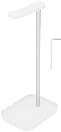 PolyGen Non Slip Headset Stand with Integrated Phone Holder Base for Gaming Setups & Workstations, Fits All Headphone Sizes, Aluminum Alloy & ABS Desk Hanger (White)