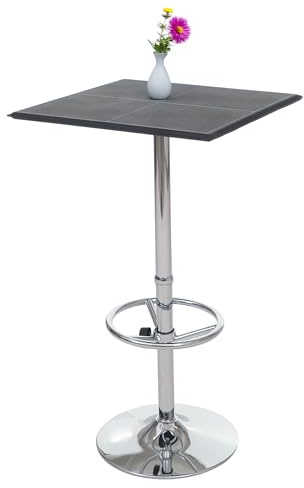 Mendler Bartisch Stehtisch Bistrotisch Chicago-AM mit Fußablage - schwarz | quadratisch, 110x63x63cm, MVG-Zertifiziert