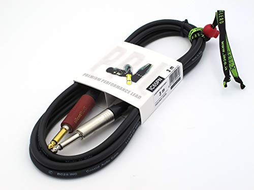 X-LEAD IC65PN030BK serie PLATINUM, cavo per strumenti professionale di alta qualità per Chitarra-Basso-Tastiere - Jack to Jack - connettori originali NEUTRIK -(3 m, nero)- MADE IN ITALY by INCO