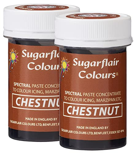 Sugarflair Spectral Chestnut Food Colouring Paste, Highly Concentrated for Use with Sugar Pastes, Buttercream, Royal Icing or Cake Mix, Vibrant Colour Dye - 25g (Pack of 2)