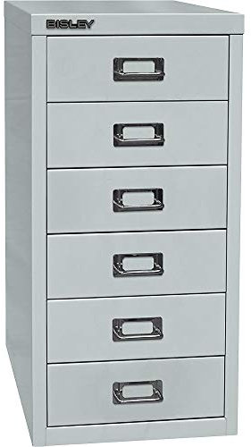 BISLEY MultiDrawer, 29er Serie, DIN A4, 6 Schubladen, Metall, 645 Lichtgrau, 38 x 27.9 x 59 cm