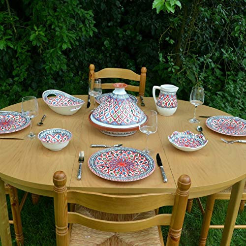 Service tajine assiettes plates Bakir rouge - 6 pers