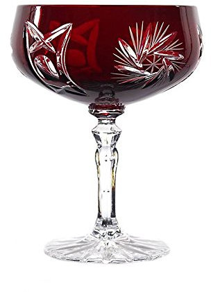 CRISTALICA Sektglas Sektschale Sektkelch Schleuderstern 200 ml Rot Handgeschliffen Kristallglas