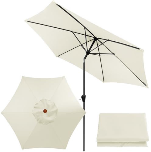 HULG Tettuccio per Ombrellone di Ricambio, 2 m / 2,7 m / 3 m, 6 Bracci, Tettoia di Ricambio, Copertura di Ricambio per Ombrellone da Giardino (Beige,2.7M / 8.9Ft)