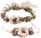 YSXYFrauen Mädchen Blumenkranz Blumenstirnband Blumenkrone Haarkranz Garland Halo mit Floral-Handgelenk-Band für Braut Fotografie Hochzeit Festival , Braun Kaffee, M